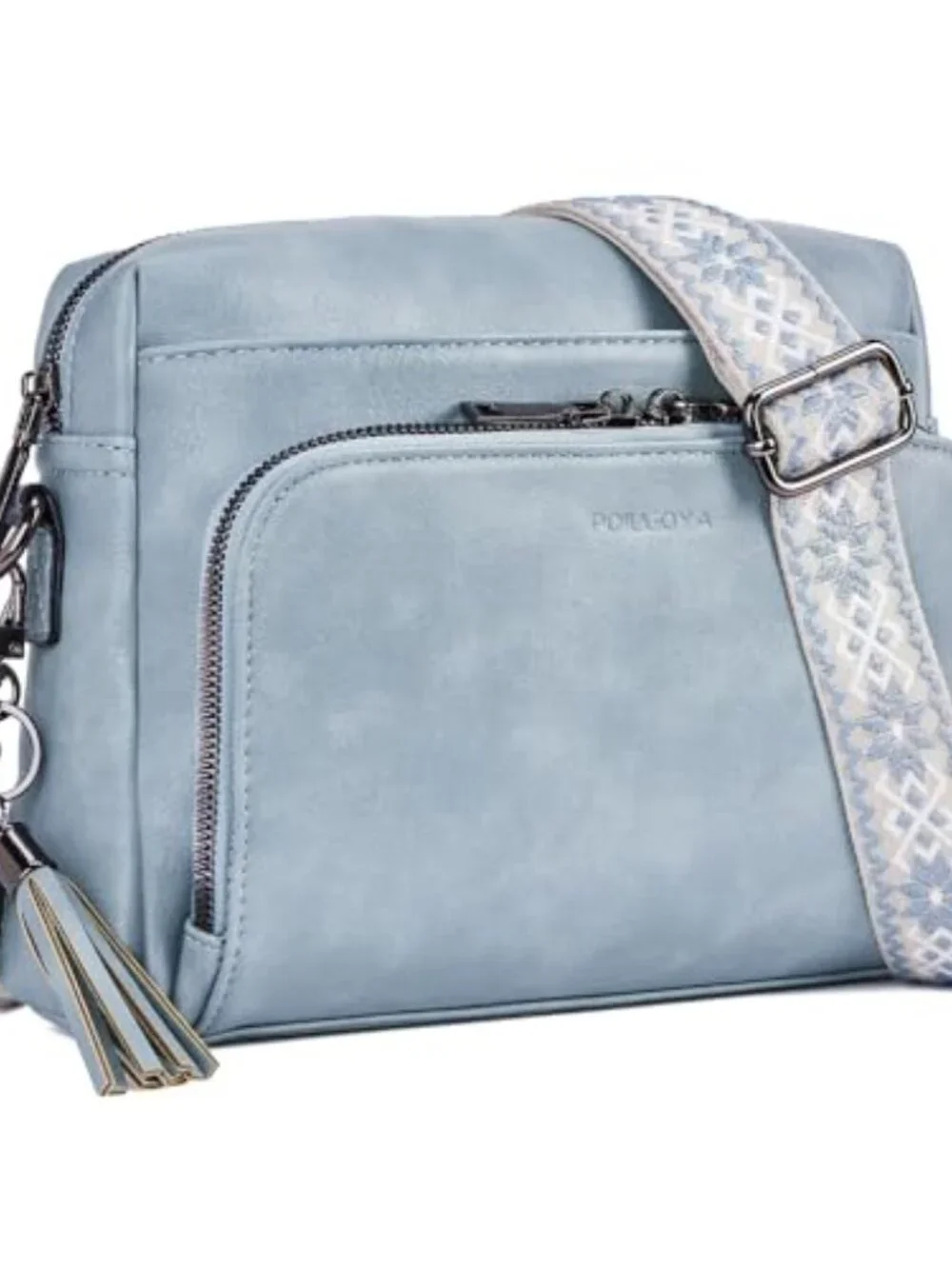 Vegan Leather Crossbody Bag with RFID Wallet, Medium Multi-Pocket Purse